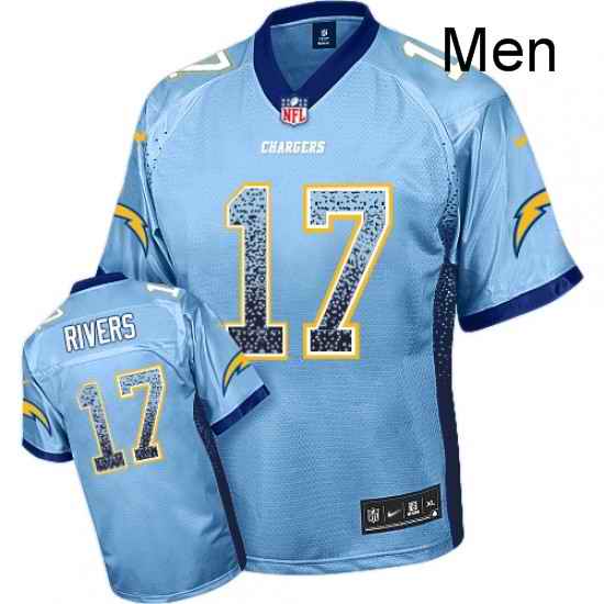 Men Nike Los Angeles Chargers 17 Philip Rivers Elite Electric Blue Drift Fashion NFL Jersey